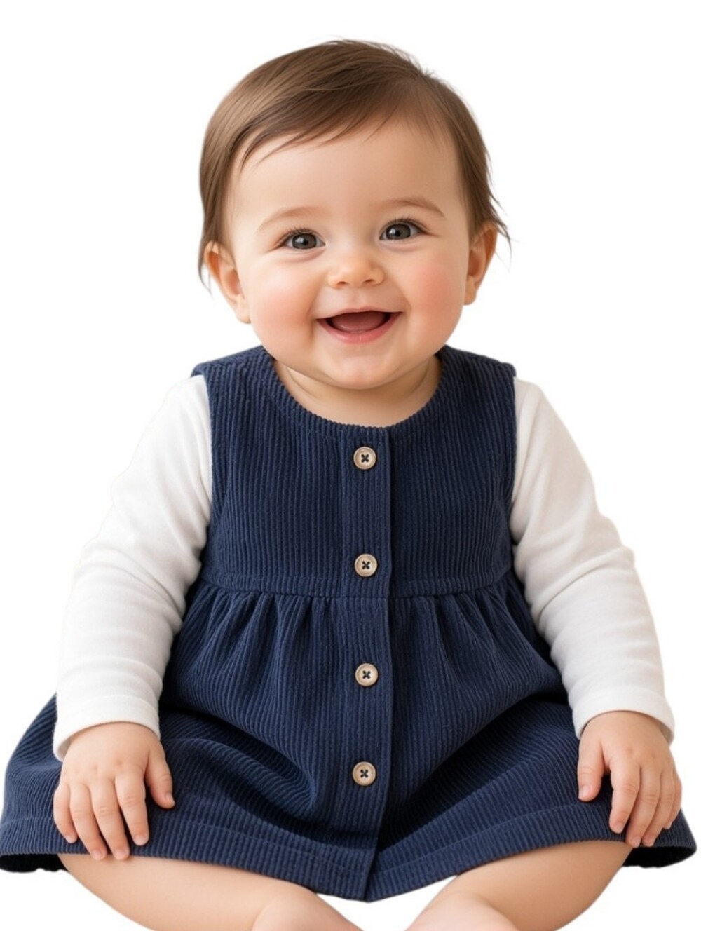Nwot Carter's Navy Ribbed Corduroy Button-Front Baby Dress (Sz:9m)